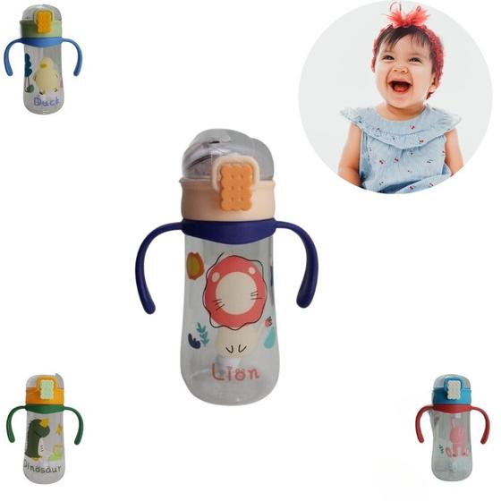 Imagem de Garrafa Squeeze Infantil Alça Treinamento 350ml Canudo