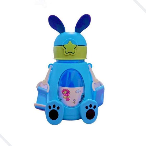 Imagem de garrafa squeeze infantil cartoon coelhinho desenho alça 550