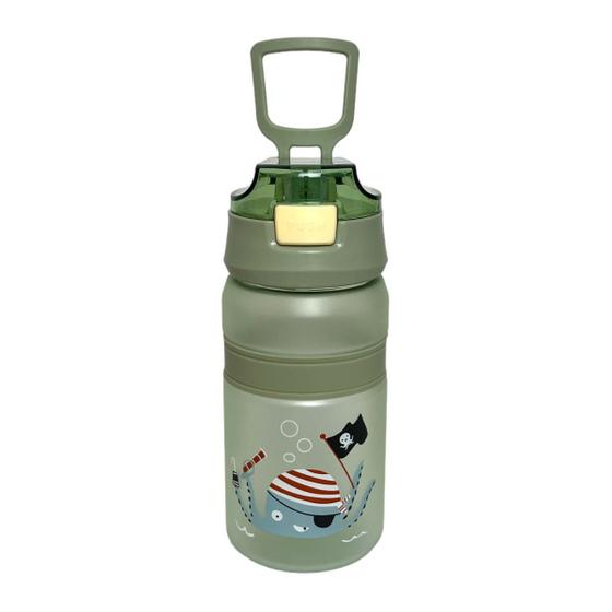 Imagem de Garrafa Squeeze Infantil Colorida Com Alça E Canudo 600ml