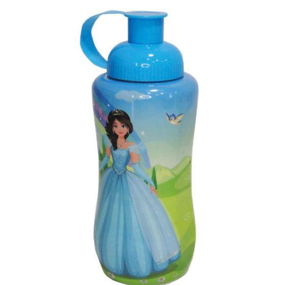 Imagem de Garrafa / squeeze infantil de plástico pet princesa Melissa com tampa e alça 600ml