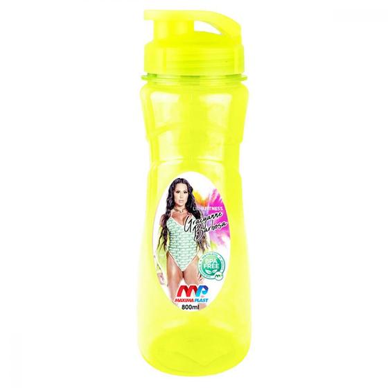 Imagem de Garrafa Squeeze Personalizadas de Plástico Linha Fitness Gracyanne Barbosa Garrafinha Garrafão Água Suco Academia 800ml