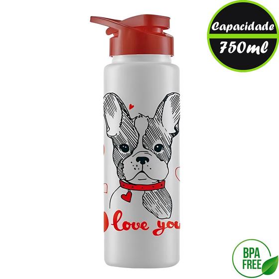 Imagem de Garrafa Squeeze Sport Plástica Dog Love You 750ml