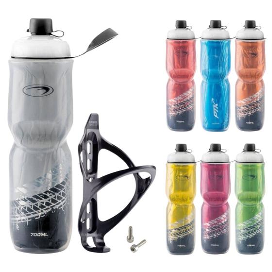 Imagem de Garrafa Squeeze Térmica 700ml Água Bike Ciclismo + Suporte Caramanhola