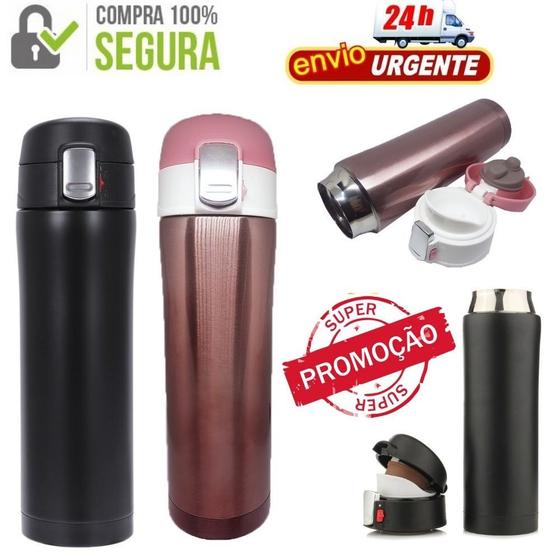 Garrafa Squeeze Térmica Inox 500ml - Preta e Rosa envio Imediato Menor preço em Garrafa Squeeze Térmica Inox 500ml - Preta e Rosa envio Imediato
