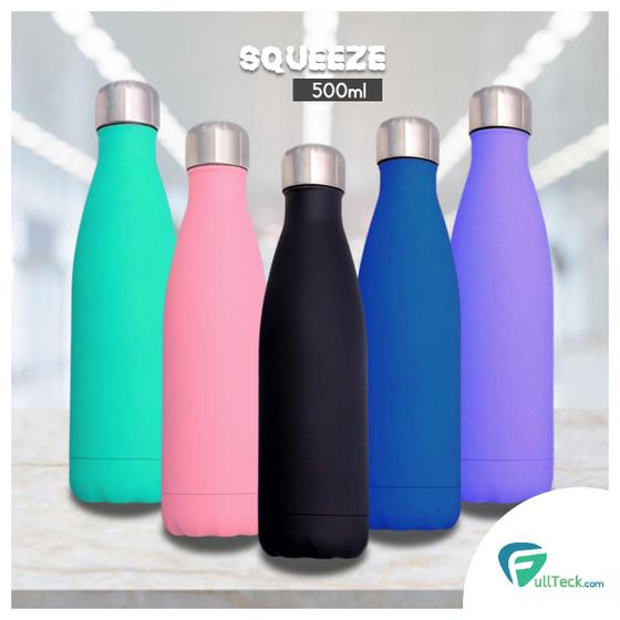 Imagem de Garrafa Squeeze Térmico Água 500ml Aço Inox Academia Fitness