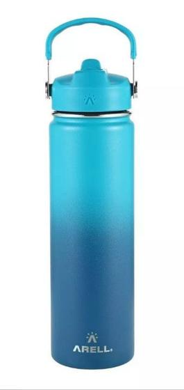 Imagem de Garrafa straw flask 650ml ocean blue fitness, academia, camping, treino