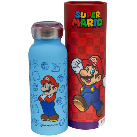 Imagem de Garrafa Super Mario Térmica 6 Horas Quente Gelada 500ml + Embalagem Presente Oficial Nintendo