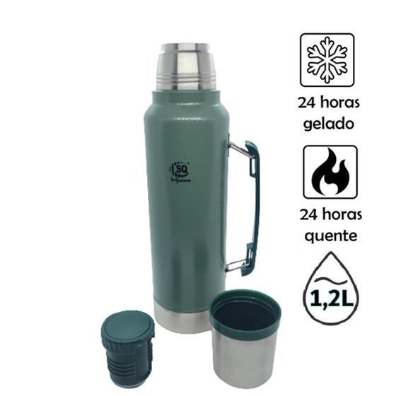 Imagem de Garrafa Térm. Inox 1,2l Dupla Camada Vácuo 24h Quente/Frio Verde