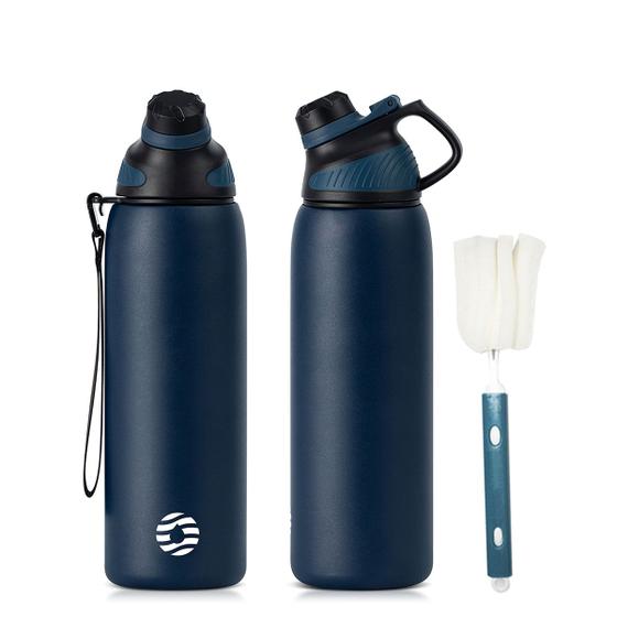 Imagem de Garrafa Térmica 1000ml de Café Água Suco Parede Dupla A Vácuo Inox Camping Academia Passeio Caminhada Portátil