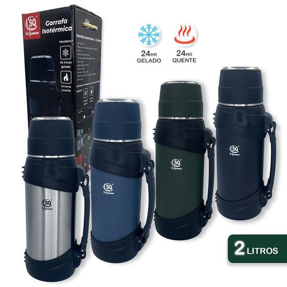 Garrafa Térmica 2 Litros Grande Camping Conserva 24 horas - Cinza - SQ ...
