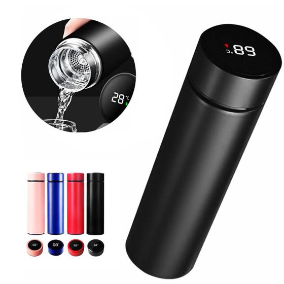 Garrafa Térmica 500ml Com Sensor LED Termômetro Temperatura Tampa Digital Display Aço Inoxidável Menor preço em Garrafa Térmica 500ml Com Sensor LED Termômetro Temperatura Tampa Digital Display Aço Inoxidável