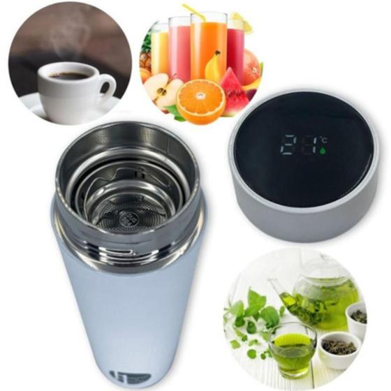 Imagem de Garrafa Termica 500ml Com Visor Digital Para Agua Café Cha Sucos Bebidas Quentes e Fria Varias Cores