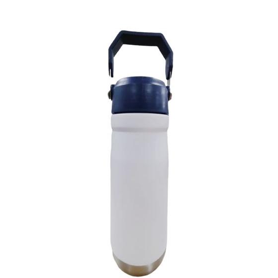 Imagem de Garrafa Térmica 650 ML Parede Dupla Em Inox e Bico Flip C/ Canudo