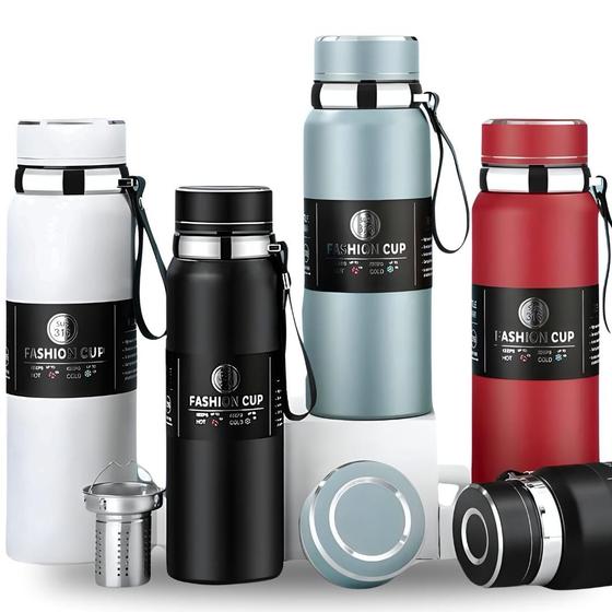 Imagem de Garrafa Térmica 800ml com Sensor LED de Temperatura  Isolamento 12h Quente e 24h Fria  Ideal para Trabalho e Viagens