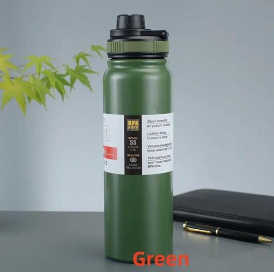 Imagem de Garrafa Termica 800Ml Parede Dupla 20 Horas Frio/Quent Verde