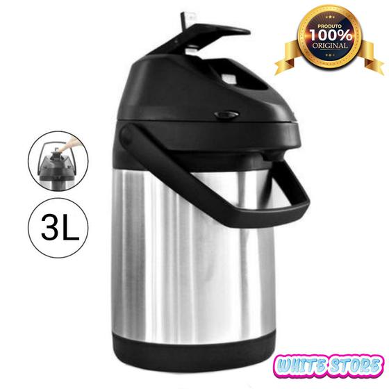 Garrafa térmica aço inox 3 litros inquebrável com alavanca para tereré Menor preço em Garrafa térmica aço inox 3 litros inquebrável com alavanca para tereré