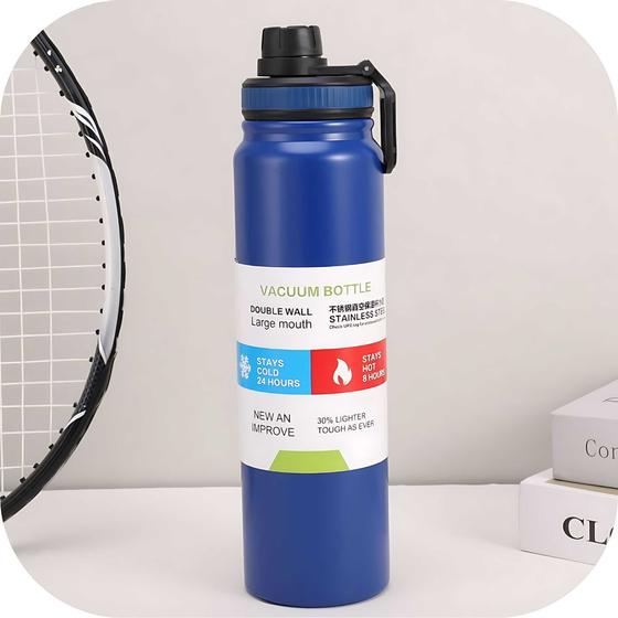 Imagem de Garrafa Térmica Aço Inox Portátil 769ml isolamento duplo Café Suco Água Academia viagem treino esportes Camping