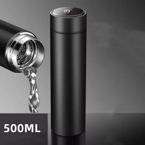 Imagem de Garrafa Termica Aço Inox Termometro Digital 500ml Led Sensor Inteligente Temperatura