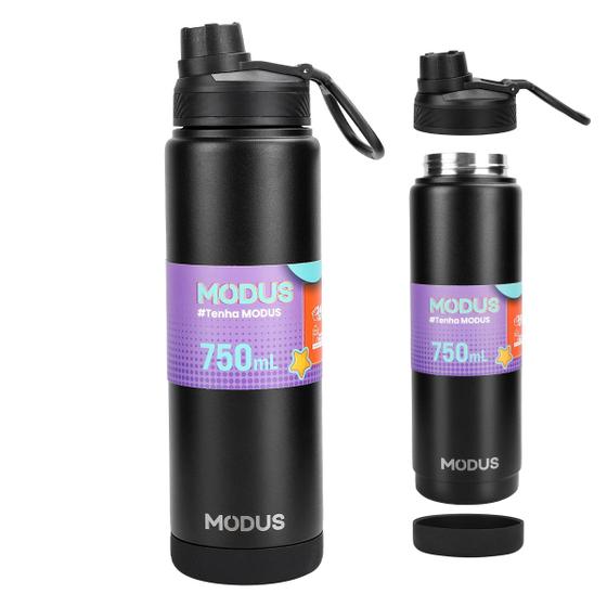 Garrafa Térmica Água Café Suco MODUS Aço Inox 750ml Parede Dupla Com Base de Silicone