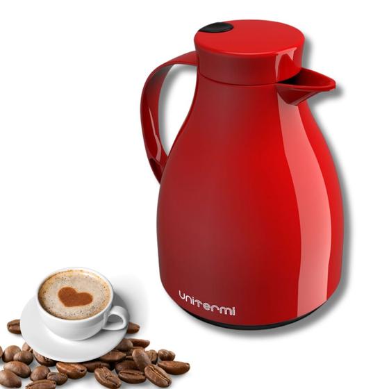 Imagem de Garrafa Térmica Bule C/ Gatilho 1,0 Litro Café - Vermelha