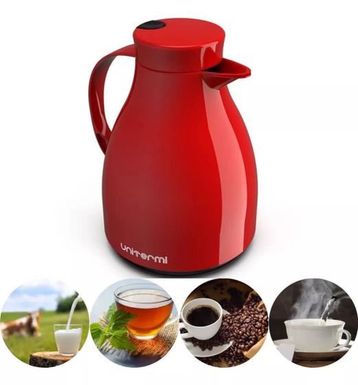 Imagem de Garrafa Térmica Bule com Gatilho Café Chá 1L - Vermelha