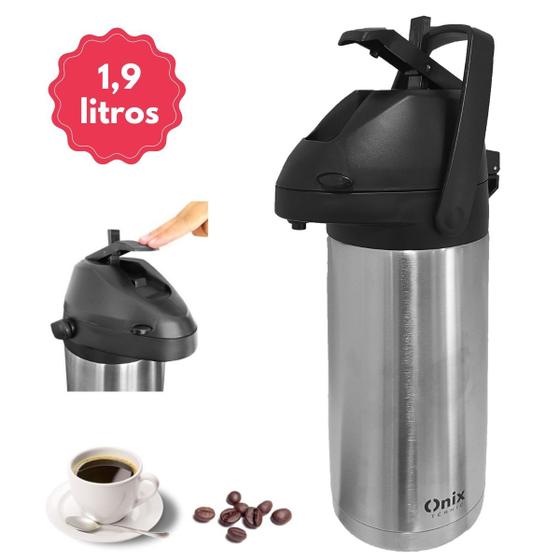 Imagem de Garrafa Térmica Café Inox Duplo Agua Quente Frio 1,9 Litros 