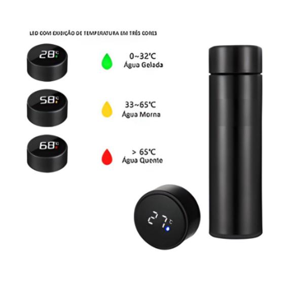 Imagem de Garrafa Térmica Copo inteligente com Display Temperatura Digital 500 ML Quente e Fria