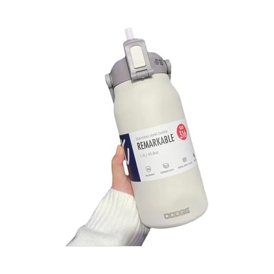 Imagem de Garrafa Térmica de Aço Inoxidável 1300ml com Canudo - Para Água Fria e Quente