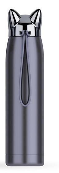 Imagem de Garrafa Térmica de Aço Inoxidável 320ml com Design de Gato e Raposa - Caneca de Viagem (Azul)