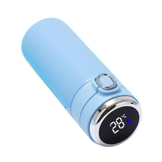 Imagem de Garrafa Termica De Água Inteligente 420ml Sensor Led Temperatura Azul