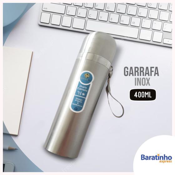 Garrafa Térmica De Água Squeeze Click 400ml Aço Inox Menor preço em Garrafa Térmica De Água Squeeze Click 400ml Aço Inox