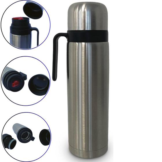 Imagem de Garrafa Térmica de Inox 950 ML Ampola Inox Com Bico de servir alça para transporte Madri Resistente
