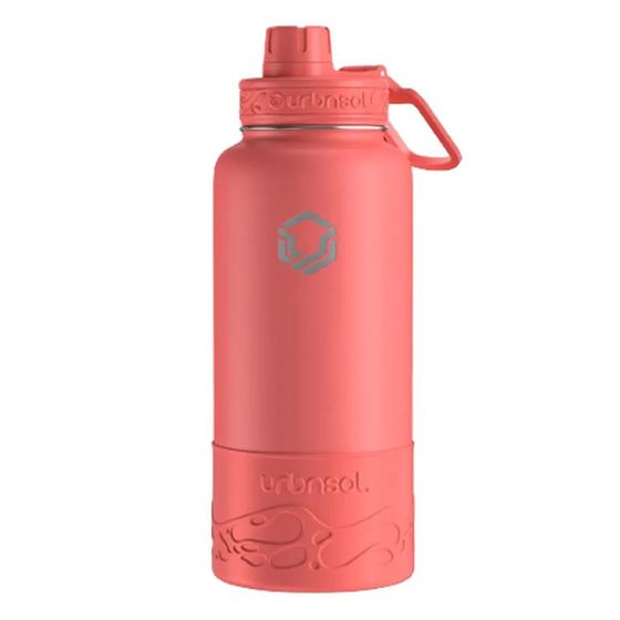 Imagem de Garrafa Térmica Em Aço Inox Com Protetor Hydrotank Cor Light Red 946ml Urbnsol