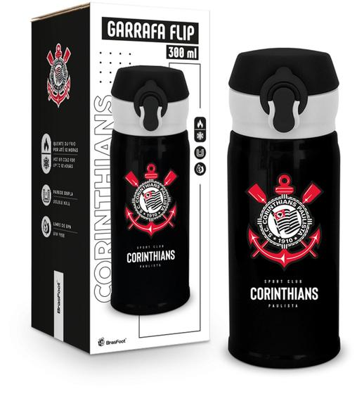 Imagem de Garrafa térmica flip 300ml times - corinthians - brasfoot