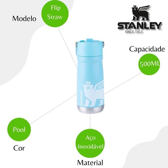 Imagem de Garrafa Térmica Flip Straw Youth Stanley 500ml - Pool