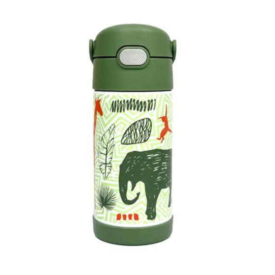 Imagem de Garrafa Térmica Infantil  Canudo Com Alça Thermos Selva Inox 355ml