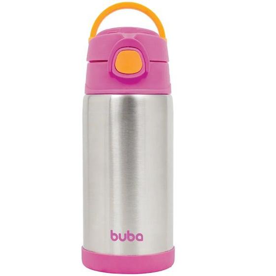 Imagem de Garrafa Termica Infantil com Canudo AÇO INOX 400ML Rosa Buba 11384