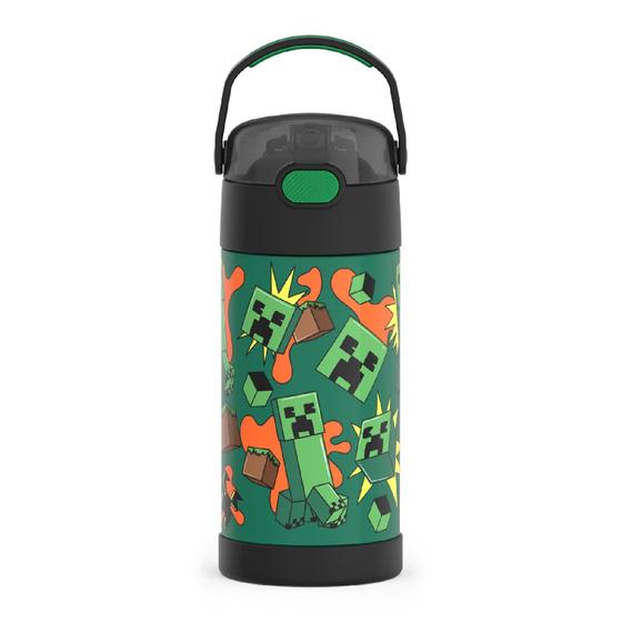 Imagem de Garrafa Térmica Infantil Minecraft - 12 Oz - Aço Inoxidável com Canudo