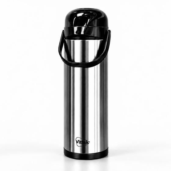 Garrafa Térmica Inox 1 Litro Café Chá Quente Fria Ampola Vidro Escritório Vittak