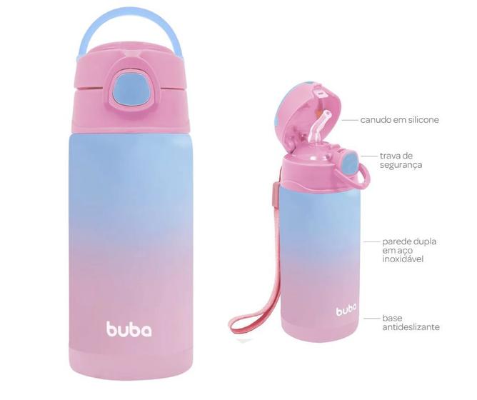 Garrafa Térmica Inox 400ml Bico Silicone Degrade Rosa Buba - Buba Baby ...