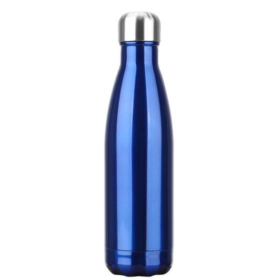 Imagem de Garrafa Térmica Inox 500ML Parede Dupla AZUL: Mantenha sua Bebida Quente ou Gelada por Mais Tempo!