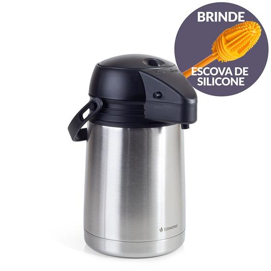 Imagem de Garrafa Térmica Inox Basic Airpot 1L e Escova Termopro