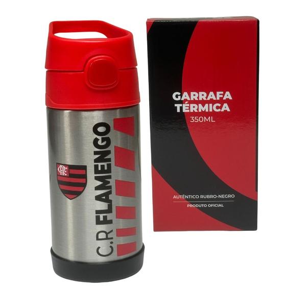 Imagem de Garrafa Térmica Inox CLICK Com Canudo 350ML OFICIAL FLAMENGO
