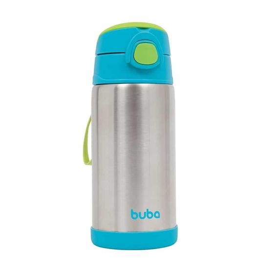 Garrafa Térmica Inox Com Canudo 400ml Azul - Buba - Garrafa Térmica ...