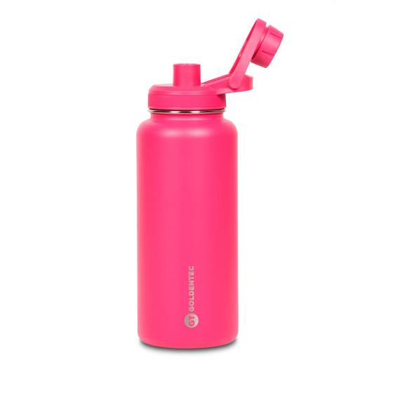 Imagem de Garrafa Térmica Inox Goldentec 1000ml Rosa Pink para bebidas quentes ou frias com tampa com bico e base emborrachada