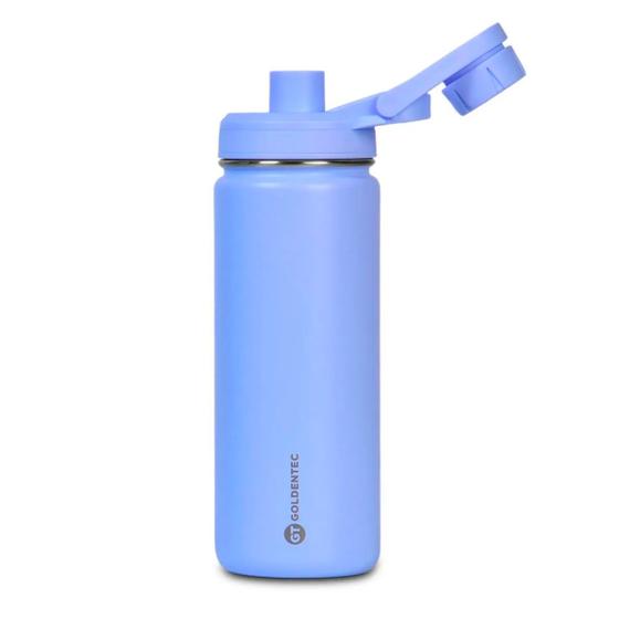 Imagem de Garrafa Térmica Inox Goldentec 500ml Lilás para bebidas quentes ou frias com tampa com bico e base emborrachada