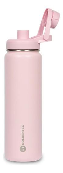 Imagem de Garrafa Térmica Inox Goldentec 750 ml para bebidas quentes ou frias com tampa com bico e base emborrachada - Rosa Claro