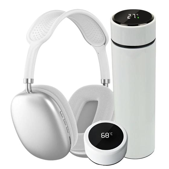 Imagem de Garrafa térmica inox inteligente com visor led de 500ml e Fone Pro 9 bluetooth