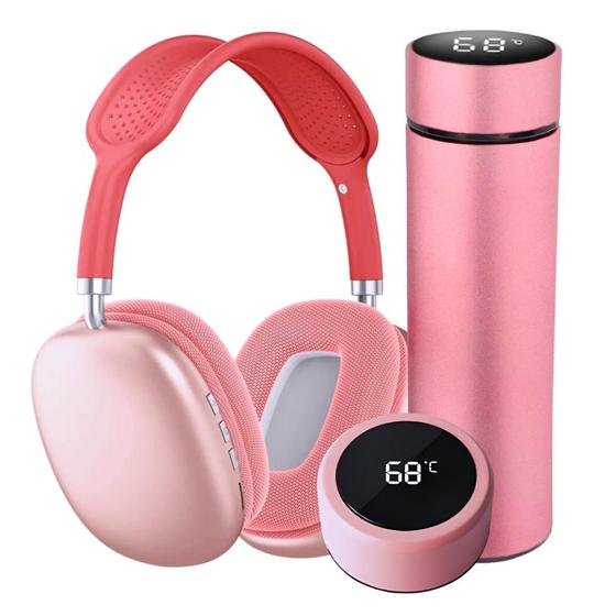 Imagem de Garrafa térmica inox inteligente com visor led de 500ml e Fone Pro 9 bluetooth 