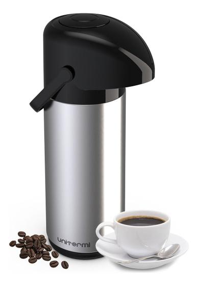 Imagem de Garrafa Térmica Inox Vidro e Pressão Café Chá Capacidade 1L